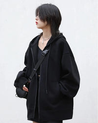 Long Zip-Up Cotton Blend Hoodie