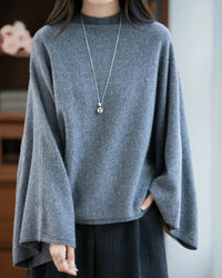 Relaxed Wool Mock Neck Sweater