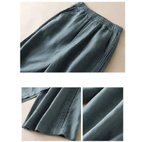 Cotton-Linen Blended Wide Leg Trousers