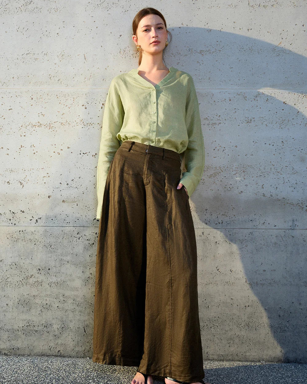 Retro V-Neck Sun Protection Long-Sleeved Shirt