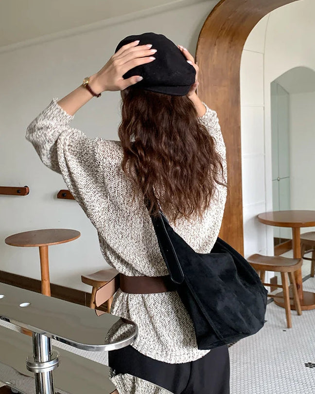 Large Faux Suede Casual Tote