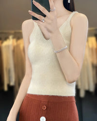 Slim Fit Merino Wool Sleeveless Knit Top
