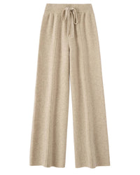 Merino Wool Lace-Up Wide-Leg Trousers