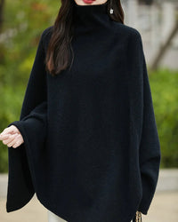 Wool Shawl-Style Mid-Length Sleeveless Pullover