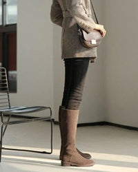 Suede Zip Knee Plush-High Boots