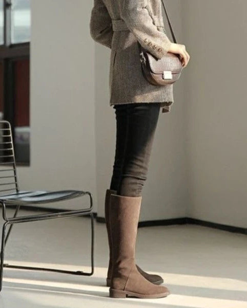 Suede Zip Knee Plush-High Boots