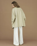 Contrast-Cuff Stand-Collar Short Trench Coat