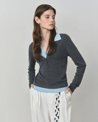 New Style Faux Two-Piece Collared Knit Sweater