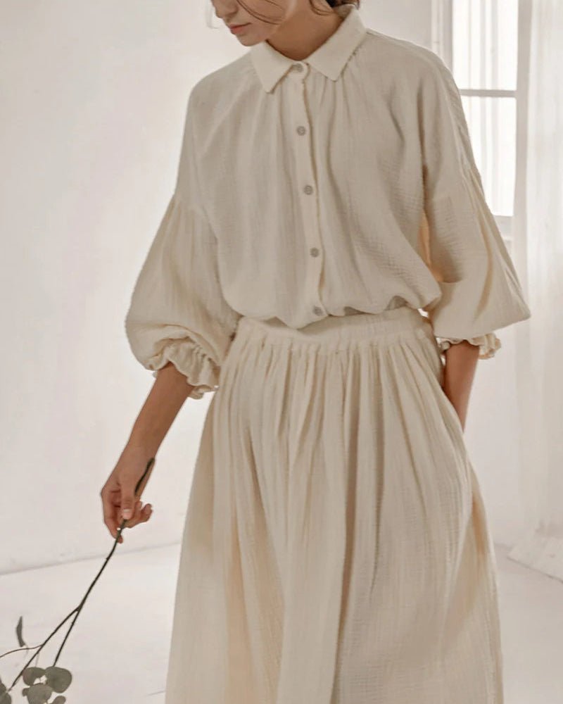 Retro Lantern Sleeve Casual Ol Shirt