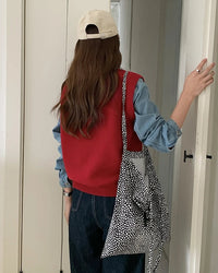 Plaid Wool V Neck Sweater Vest