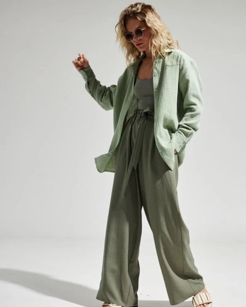 Lapel Collar Single-Breasted Loose-Fitting Shirt