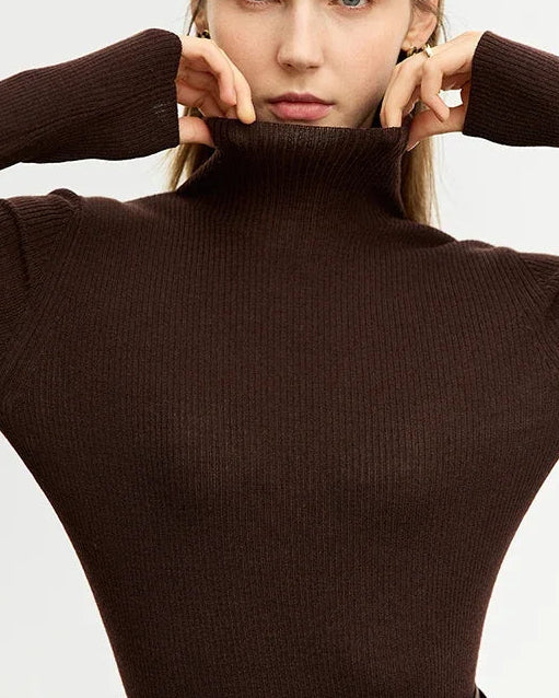 Simple Slim-Fitting Wool Turtleneck Sweater