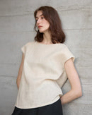 Linen Crew Neck Loose Casual Sleeveless Shirt