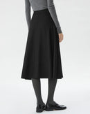 Casual High-Waisted Thick Wool A-Line Skirt