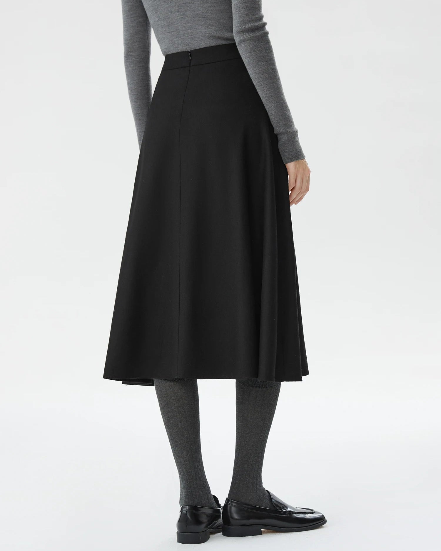 Casual High-Waisted Thick Wool A-Line Skirt