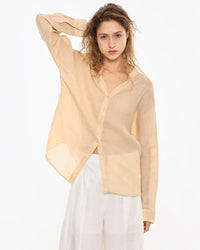 Retro V-Neck Sun Protection Long-Sleeved Shirt