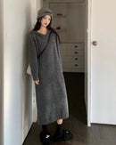 Wool V-Neck Relaxed Knit Dress