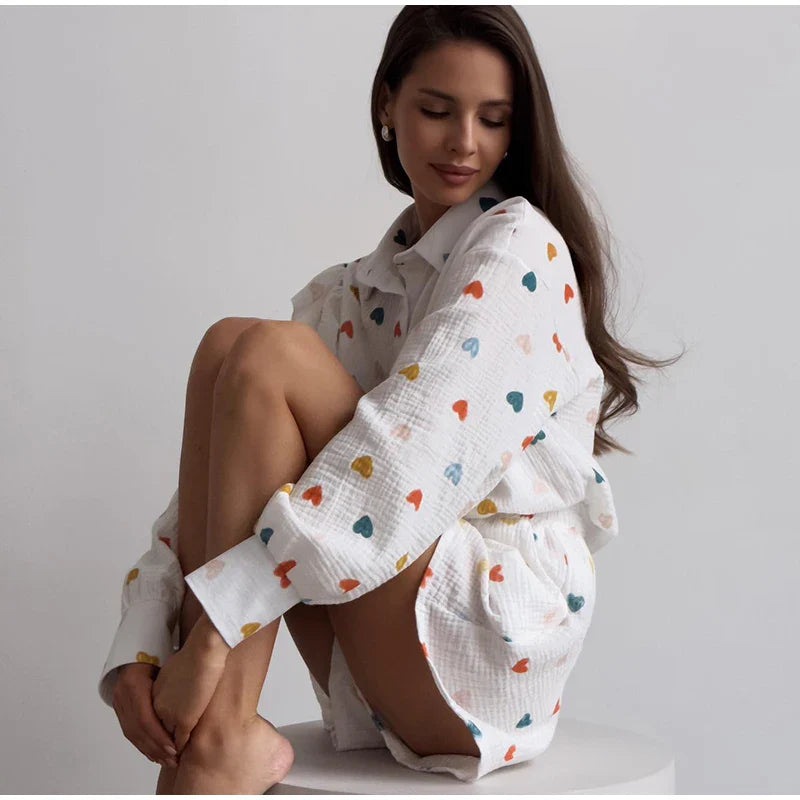 Cotton long sleeves Shirt & Shorts Set