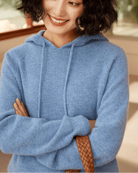 Cashmere Knitted Long-Sleeved Hooded Pullover