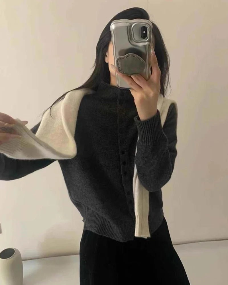 Comfortable Stand-Collar Single-Breasted Sweater