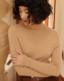 High-Neck Pullover Slim-Fit Cashmere Knit Sweater
