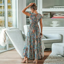 V-Neck Bohemia A-line Maxi Dress