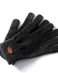 Thick Knit Cashmere Ribbed Wrist Gloves