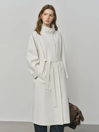 Long Stand Collar Windbreaker Trench Coat
