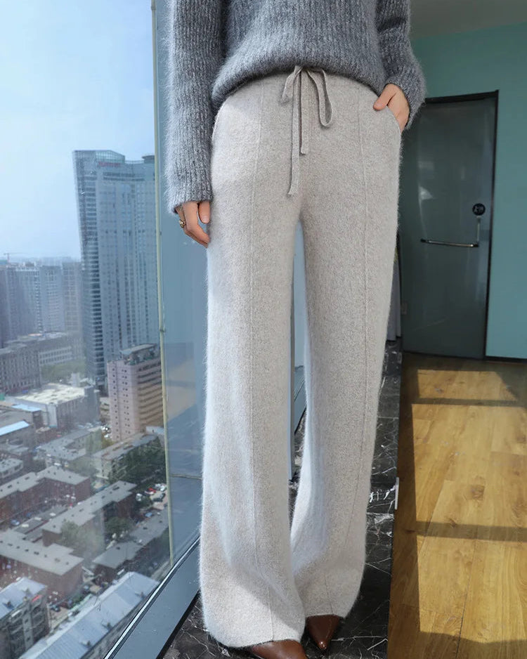 Cashmere Knit Wide Leg Pants