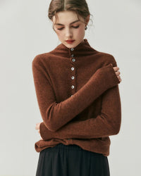 Cashmere Reversible Turtleneck Cardigan Sweater