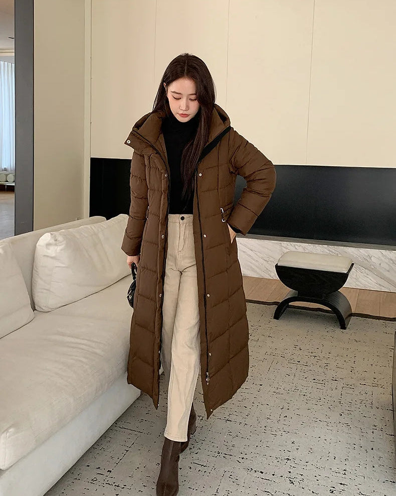 Long Hooded Quilted Puffer Coat