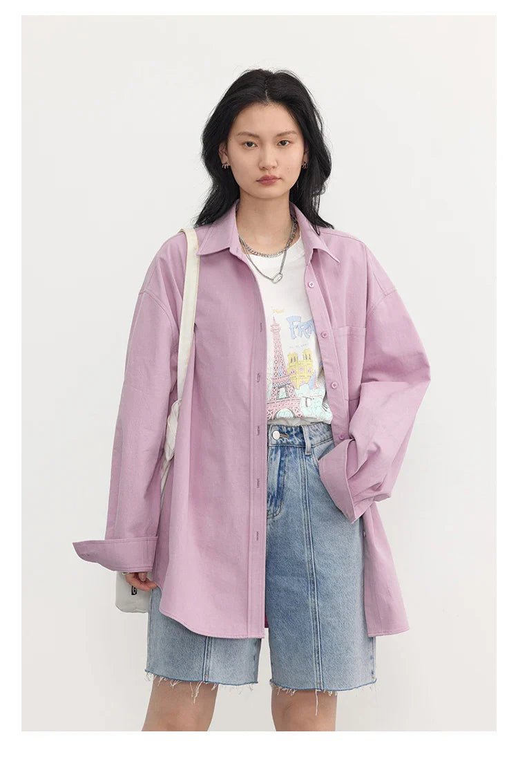 Oversized Long-sleeved Cotton Shirt