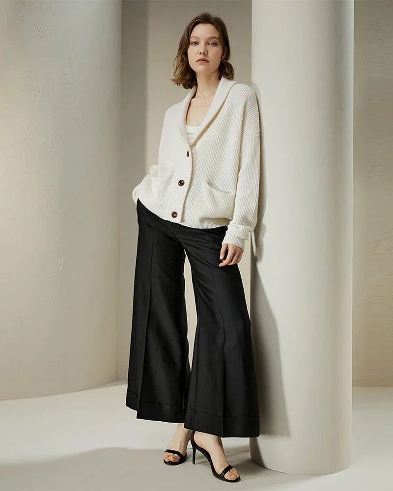 Wool-Cashmere Blend Shawl Collar Cardigan