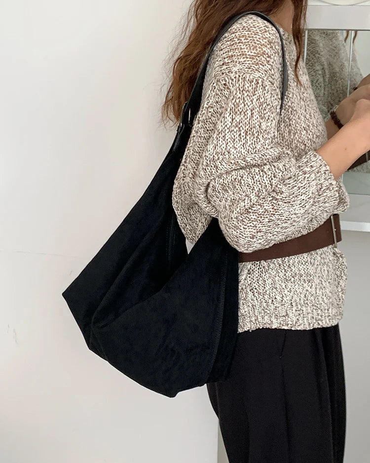 Large Faux Suede Casual Tote