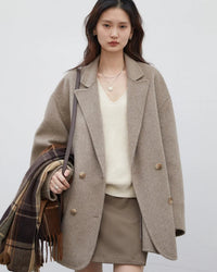 Oversized Drop-Shoulder Wool Blend Coat