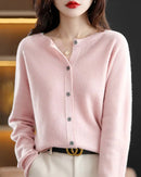 Merino Wool Crew Neck Cardigan