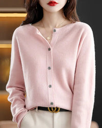 Merino Wool Crew Neck Cardigan