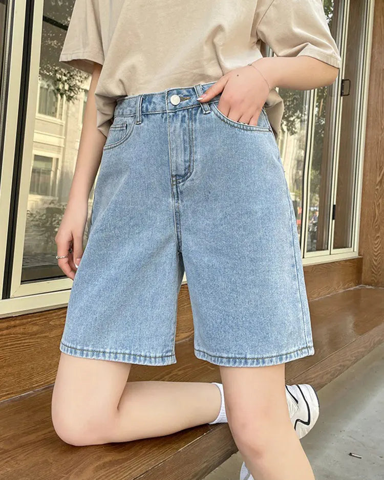 Vintage Straight Leg Denim Bermuda Shorts