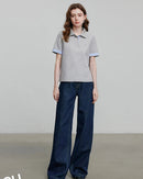 Embroidered Piqué Short Sleeve Top