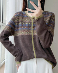 Contrast Jacquard Wool Cardigan
