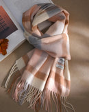 Plaid Wool Fringe Scarf