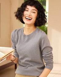 Cashmere Crew Neck Long-Sleeved Pullover Sweater