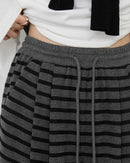 Pleated Striped Wide Leg Trousers
