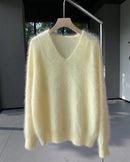 Cashmere Fluffy V-Neck Pullover