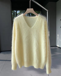 Cashmere Fluffy V-Neck Pullover