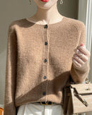 Merino Wool O-Neck Button Cardigan