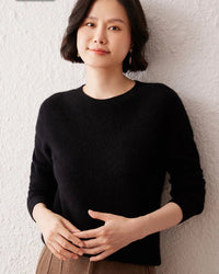 Cashmere Knitted Long-Sleeved Crew Neck Sweater