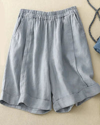 Linen High-Waisted Baggy Shorts