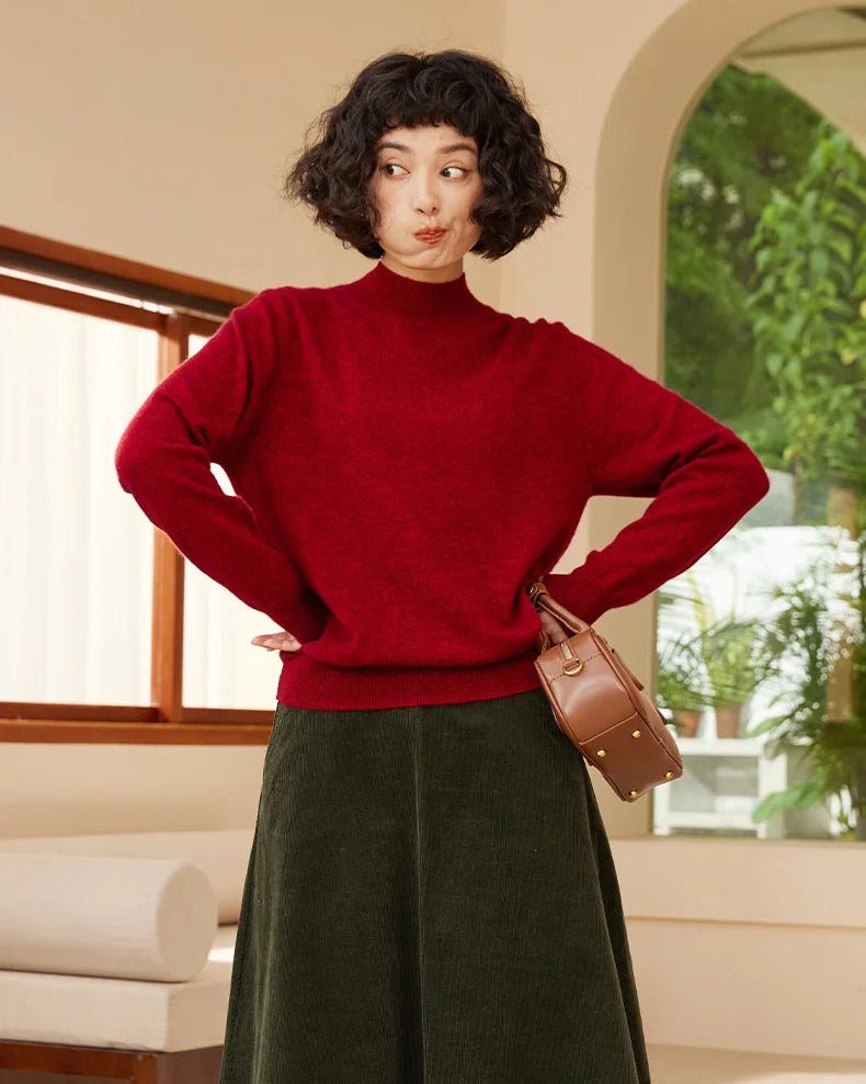 Cashmere Mock Neck Knitted Sweater