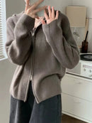 Zipped Wool Hoodie Short Coat